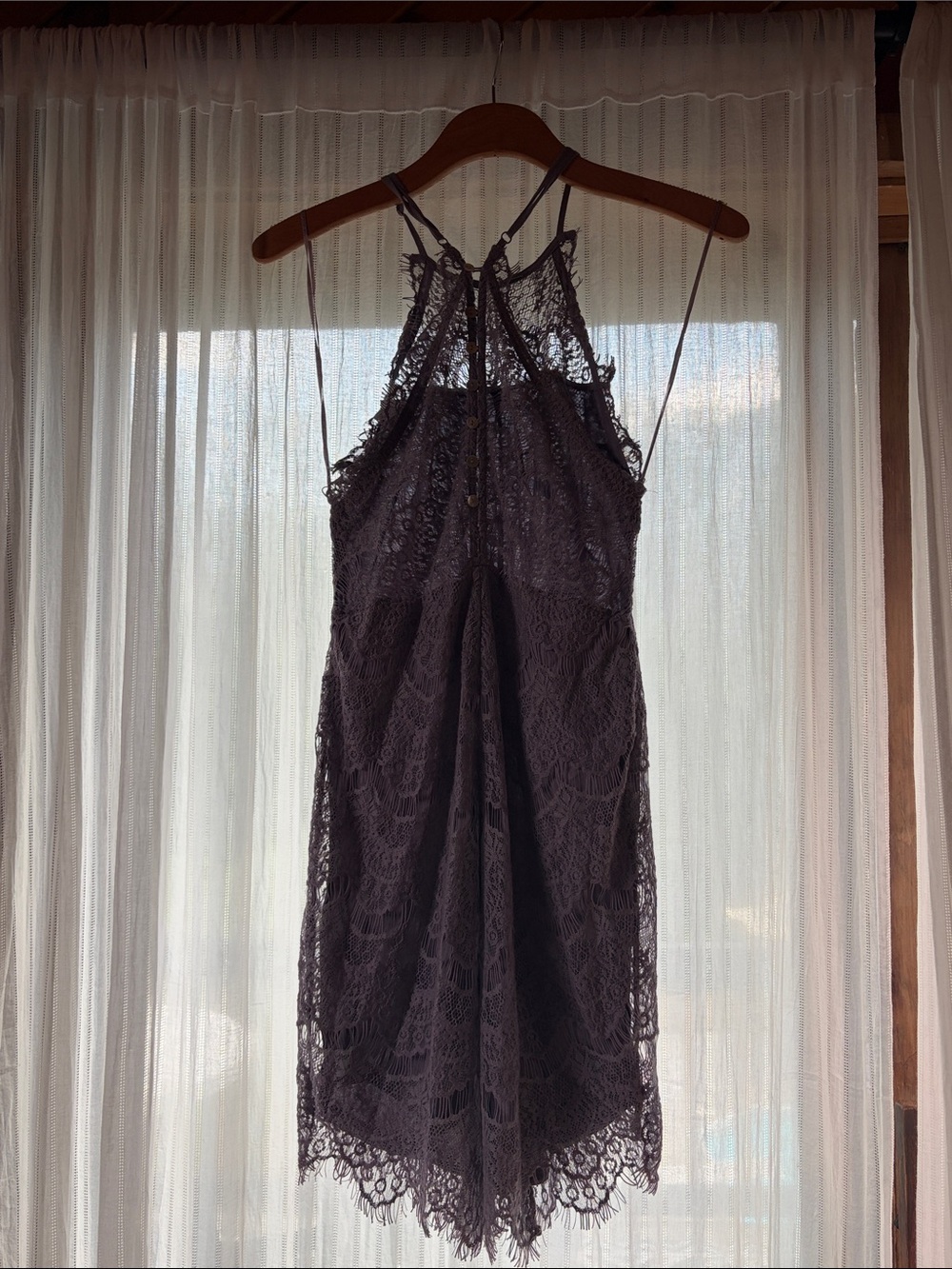 Free People Lavender Lace Backless Halter Mini Dress - Picture 3 of 5